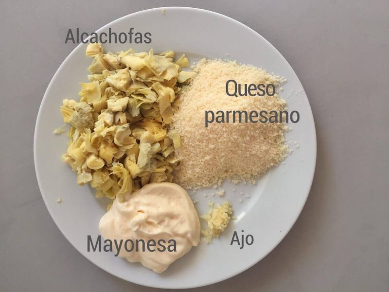 ingredientes dip alcachofas y parmesano